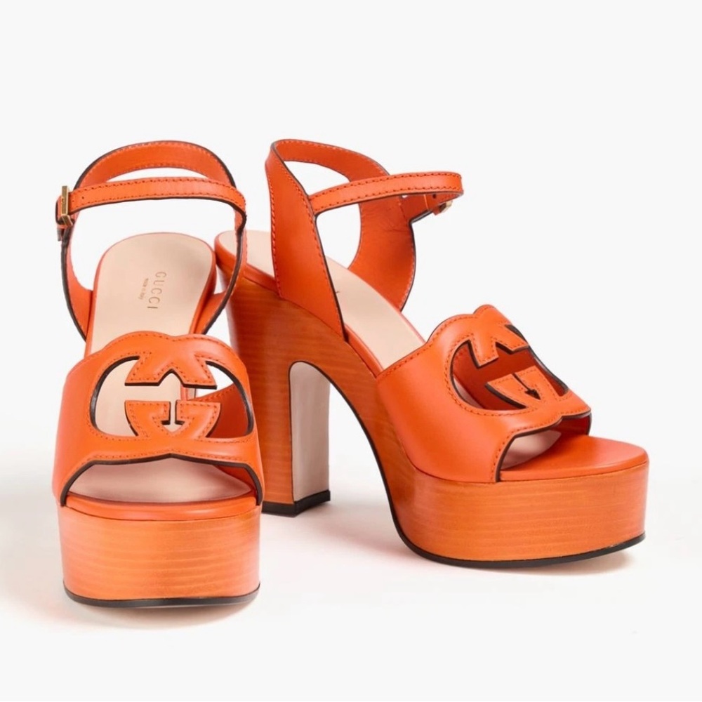 Gucci Orange Platform Sandals
